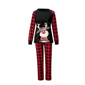New Christmas Buffalo Plaid Pajamas Toddler Size 6-7 T two Piece Reindeer New